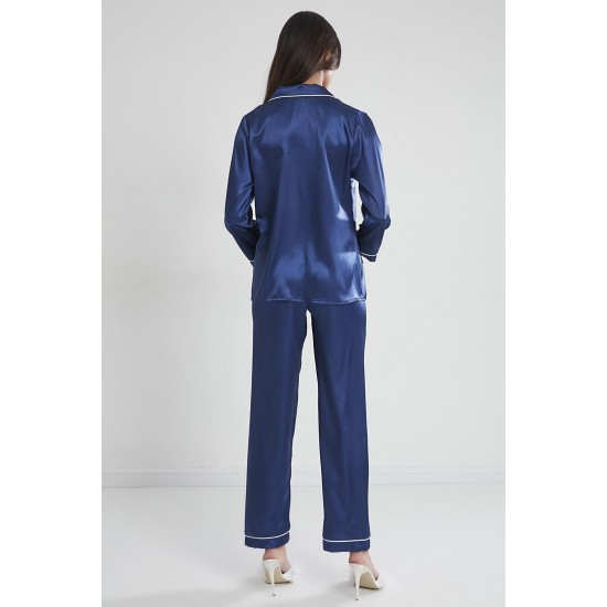 Kadın Biyeli Saten Pijama Takımı Kadın Biyeli Saten Pijama Takımı