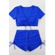 Angelsin Özel tasarım Yarım Kol Büzgü Detaylı Bikini Takım Mavi