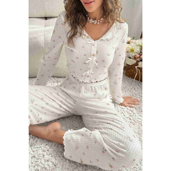 Merry See Özel Örme Kumaş Baskılı Uzun Kollu Pijama Takımı Çok Renkli
