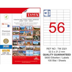 TANEX TW-2321 LASER ETİKET 52,5x21,2 mm