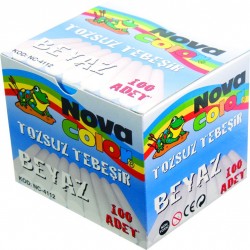 NOVA COLOR NC-4112 TOZSUZ TEBEŞİR 100 LÜ BEYAZ