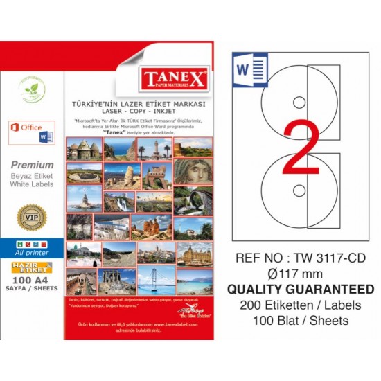 TANEX TW-3117 LASER ETİKET 117 mm CD