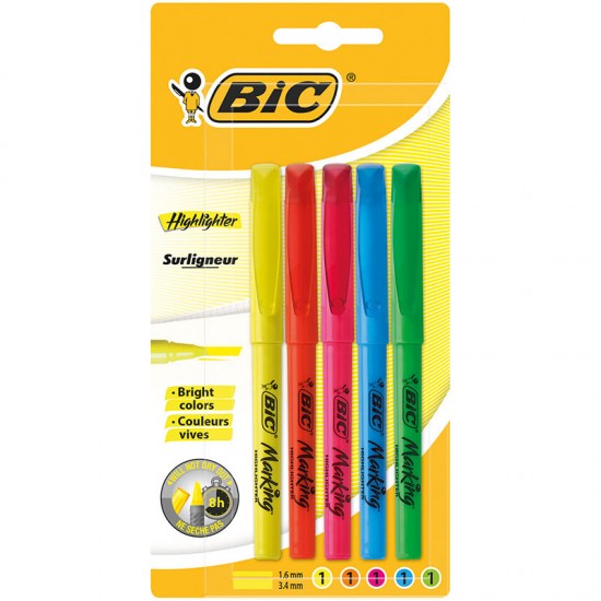 BİC MARKING HIGHLIGHTER 5Lİ BLİSTER KARIŞK 893133