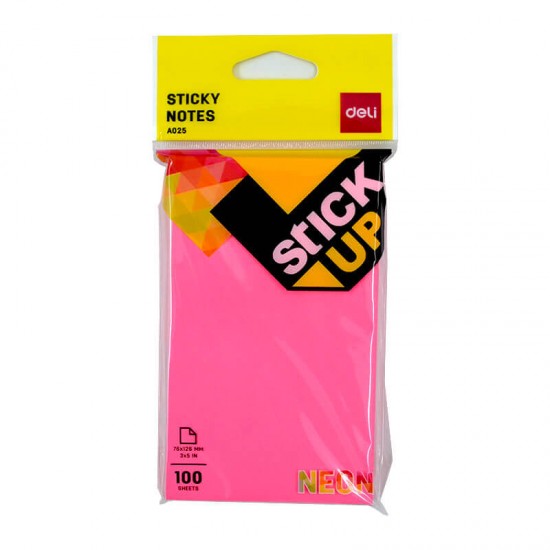 DELİ A02502 STİCKY NOTES YAPIŞKANLI NOT KAĞIDI 76X126MM NEON 100 YP.