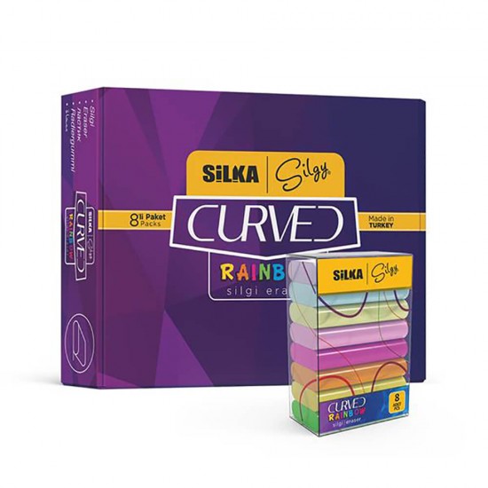 SİLKA CURVED RAİNBOW NEON/PASTEL SİLGİ 8Lİ SG-51