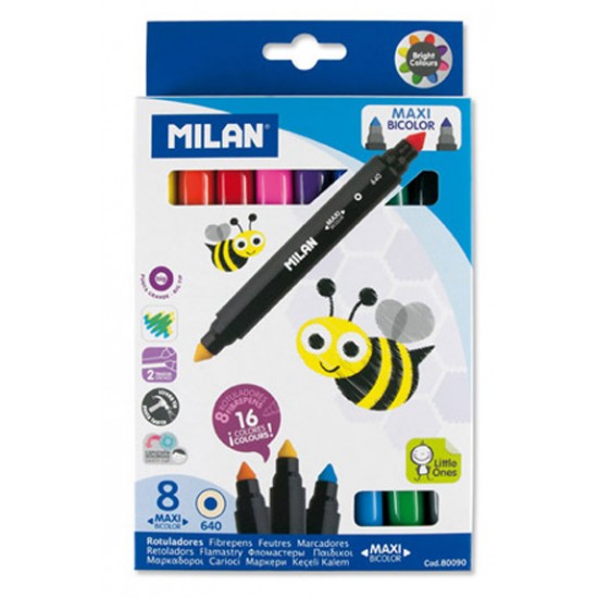 MİLAN 80090 KEÇELİ KALEM JUMBO ÇİFT RENK