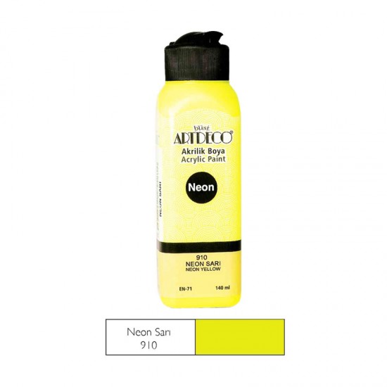 ARTDECO Y-070R-910 AKRİLİK BOYA 140 ML NEON  SARI