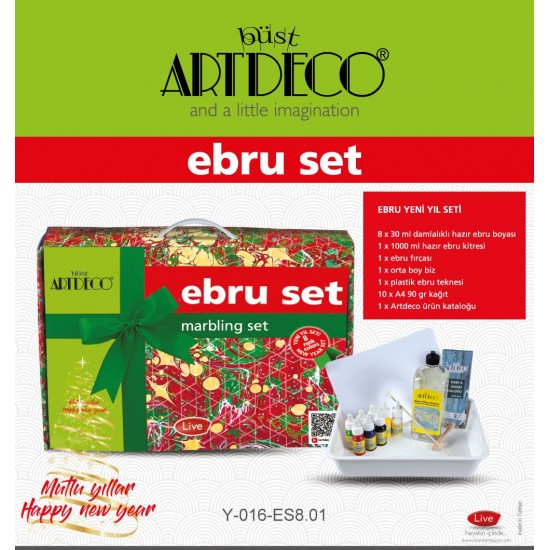 ARTDECO Y-016 EBRU BAŞLANGIÇ SETİ 8 RENK-YENİ YIL KONSEPTİ