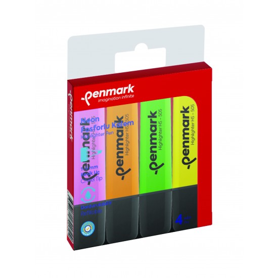 PENMARK FOSFORLU KALEM 4LÜ ASETAT KRŞ RENK NEON HS-505 4N