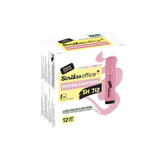 SCRİKSS SH712 FOSFORLU PASTEL PEMBE 12 Lİ