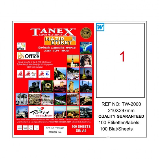TANEX TW-2000 LASER ETİKET 210x297 mm