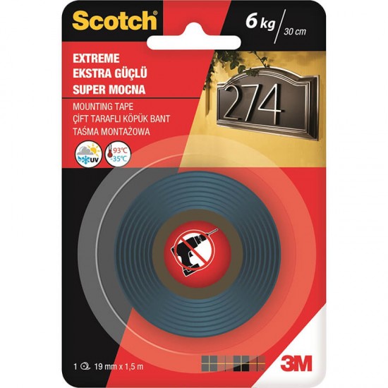 SCOTCH 4002  EXTRA GÜÇLÜ MONTAJ BANDI 19MMX1,5M 0048-7471-3