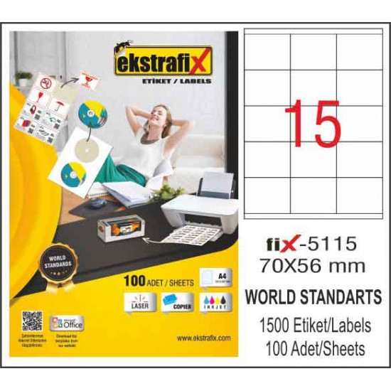 EKSTRAFİX FİX-5115 LASER ETİKET 70X56 MM Q