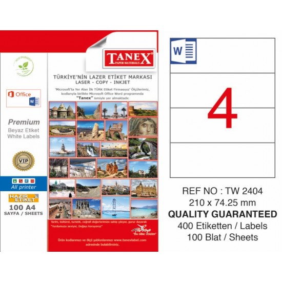 TANEX TW-2404 LASER ETİKET 210x74,25 mm