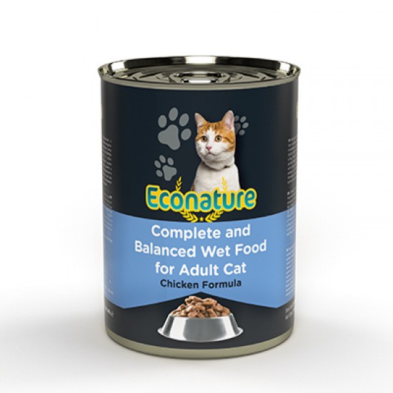 ECONATURE YET.TAV.KEDI 400GR TAVUK ETLI SOSLU KONSERVE