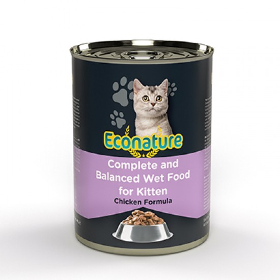 ECONATURE YAV.TAV.KEDI 400GR TAVUK ETLI SOSLU KONSERVE