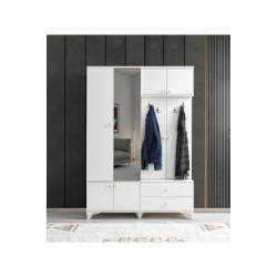 Alfa Aynalı Dolaplı Askılıklı Portmanto 140x40x200