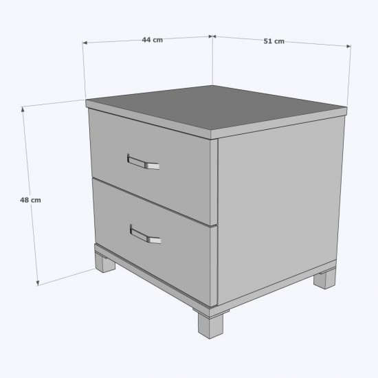 Ekonomik 2 Çekmeceli Komodin 51x44x43cm