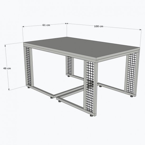 Ferforje Ahşap Tarz 4 C Zigonlu Orta Sehpa 100x46x61cm