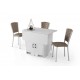 İzmir Katlanır Dolaplı Masa 4 Sandalye 80x90cm Beyaz