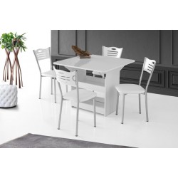 İzmir Katlanır Mutfak Masası ve 4 Sandalye 80x90cm Beyaz