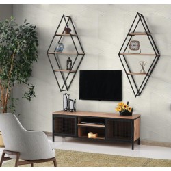 Karo Modern Tarz Tv Sehpası+Üst Raflar Dekoratif Tv Ünitesi