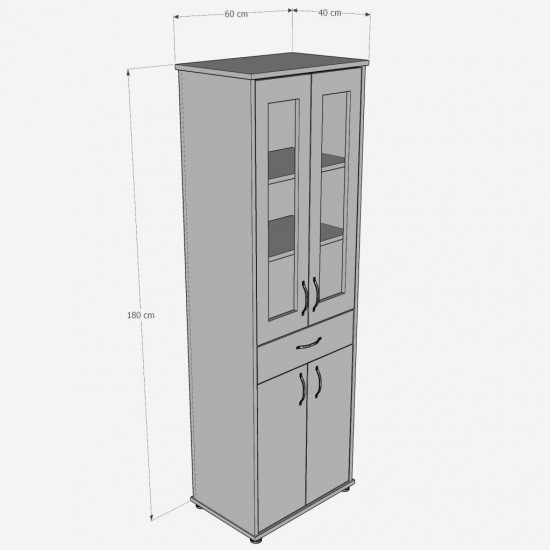 Lake Cam Çekmeceli Banyo Mutfak Çok Amaçlı Dolap 60x40x180