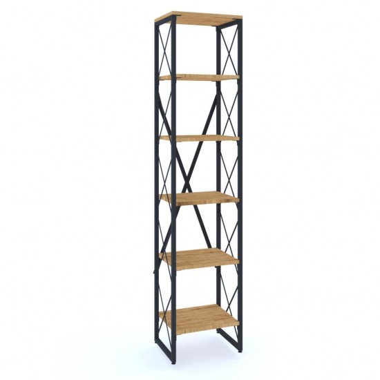 Modern Tarz Ahşap Metal 5 Raflı Kitaplık 40x30x180 Modern Tarz Ahşap Metal 5 Raflı Kitaplık 40x30x180
