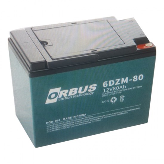 Orbus 6Dzm-80 12 Volt - 80 Amper Elektri̇kli̇ Bi̇si̇klet Aküsü (175 X 120 X 226 Mm)