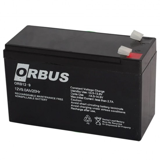 Akü 12 Volt 9 Amper Orbus( 150 X 65 X 90 Mm )