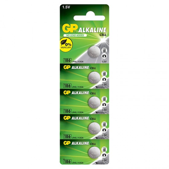 Gp 186 Lr43 Alkali̇n 1.5V Düğme Pi̇l ( (186F-2C5) 5Li̇ Paket