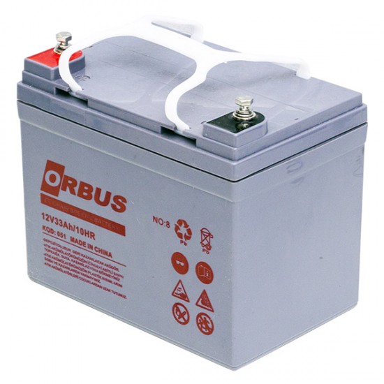 Orbus 12 Volt - 33 Amper Jel Ti̇pi̇ Engelli̇ Araç Aküsü (190 X 130 X 167 Mm)