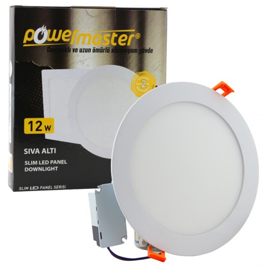 Powermaster 12 Watt Siva Alti 3000K Günişiği Yuvarlak 160Mm Slim Led-Eco Spot Panel