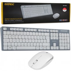 Everest Km-6063 Beyaz/Gri̇ Kablosuz Q Multimedya Klavye+Mouse Set