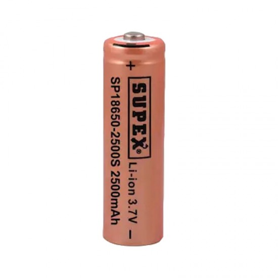 Supex 18650-2500S 3.7V 2500 Mah Başli Li-Ion Pi̇l