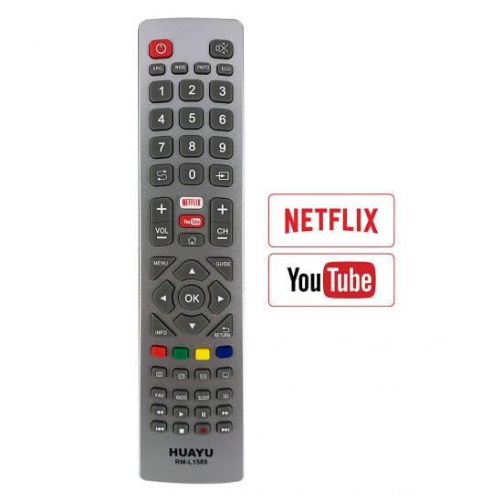 Huayu Kl Rm-L1589 Sharp Aquos Netflix-Youtube Tuşlu Lcd Led Tv Universal Kumanda Huayu Kl Rm-L1589 Sharp Aquos Netflix-Youtube Tuşlu Lcd Led Tv Universal Kumanda