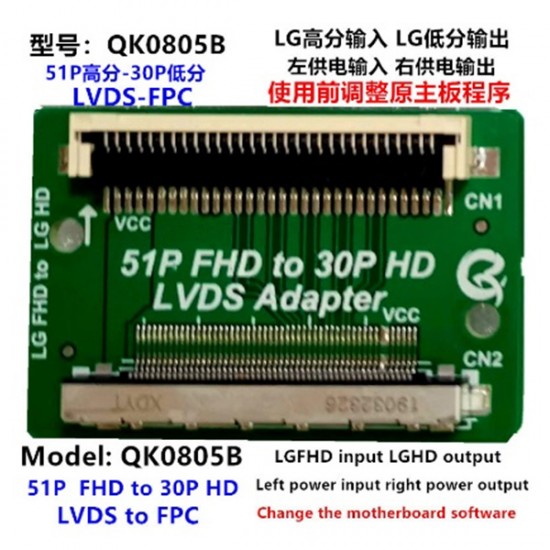 Lcd Panel Flexi̇ Repai̇r Kart 51P Fhd To 30P Hd Lvds To Fpc  Lgfhd İn Lghd Out Qk0805B