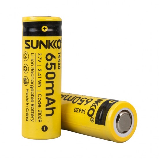 Sunkko 3.7 Volt 650 Mah 14430 Şarj Edi̇lebi̇li̇r Pi̇l (Tekli̇)