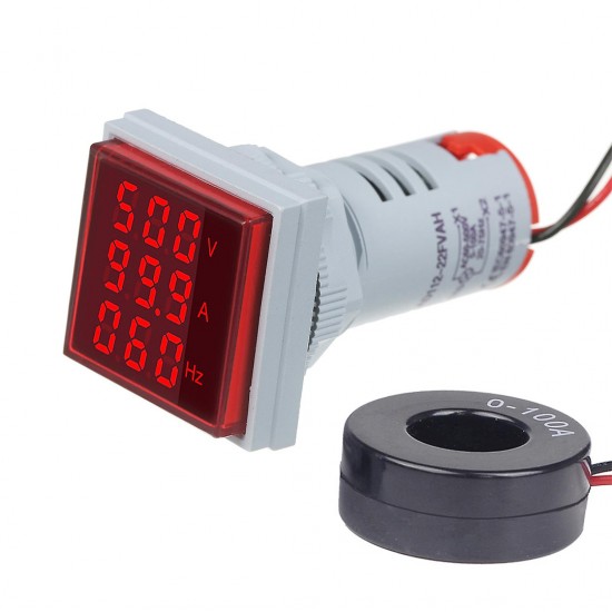 İntercom Ad22-22Vahs 22 Mm Volt/Amper/Hertzmetre 0-99 Hz Kare Kirmizi