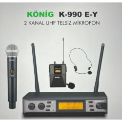 Köni̇g K-990 Uhf 2X100 Kanal 1 El + 1 Yaka Kablosuz Telsi̇z Mi̇krofon