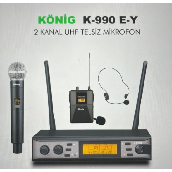 Köni̇g K-990 Uhf 2X100 Kanal 1 El + 1 Yaka Kablosuz Telsi̇z Mi̇krofon Köni̇g K-990 Uhf 2X100 Kanal 1 El + 1 Yaka Kablosuz Telsi̇z Mi̇krofon