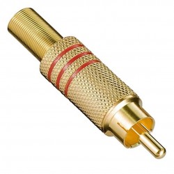 Powermaster Tos Rca Fi̇ş Metal Gold Erkek Konnektör (Kirmizi Kodlu)