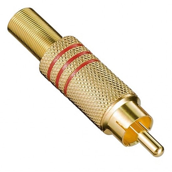 Powermaster Tos Rca Fi̇ş Metal Gold Erkek Konnektör (Kirmizi Kodlu)