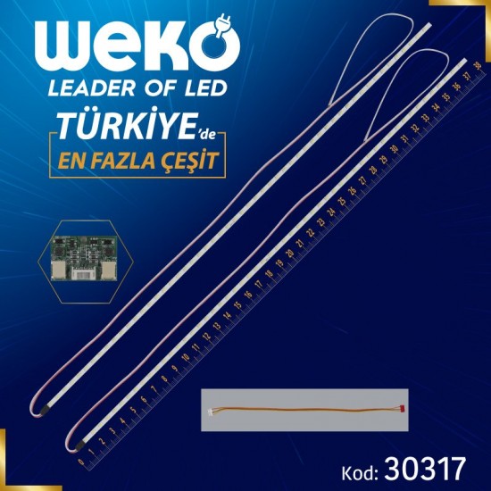 19 Uni̇versal Moni̇tör E-Led 54 Ledli̇ 38.3 Cm 12V Çi̇ft Led+Sürücü+Kablo Takim (Wk-0140)