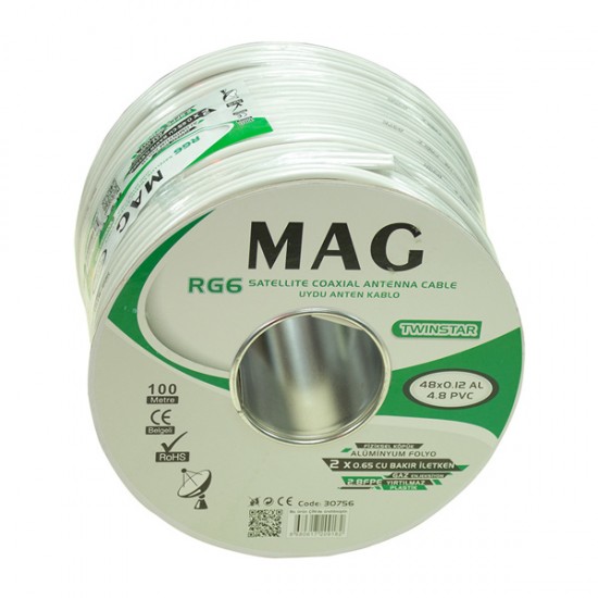Mag Rg59 Fa Mi̇ni̇ Dual Bi̇ti̇şi̇k 48 Tel Anten Kablosu (100 Metre)