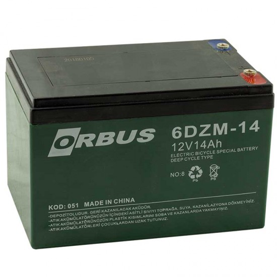 Orbus / Kijo 12 Volt - 14 Amper Elektri̇kli̇ Bi̇si̇klet Aküsü (150 X 97 X 95 Mm)