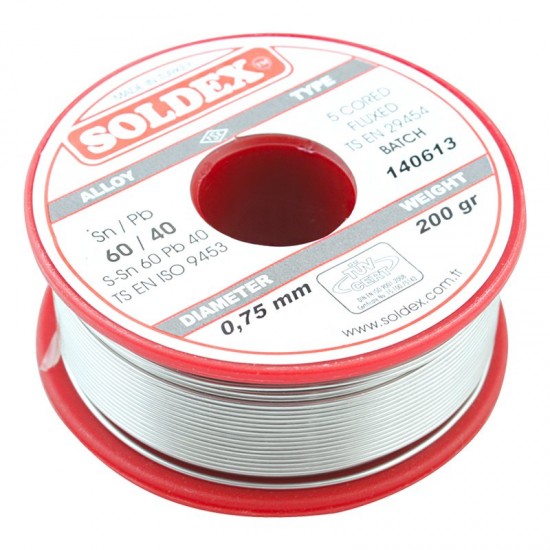 200 Gr Lehi̇m İnce 0,75 Mm Soldex  Sn60 Pb40