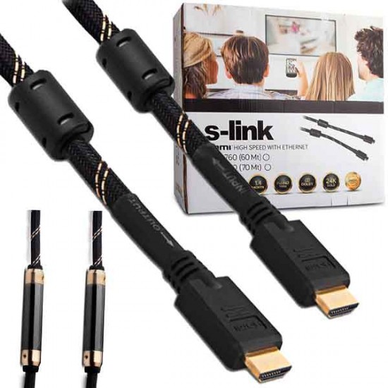 Hdmi Kablo 70 Metre S-Link Slx-2770  (1.4V)  Çi̇psetli̇+Çi̇ft Fi̇ltreli̇