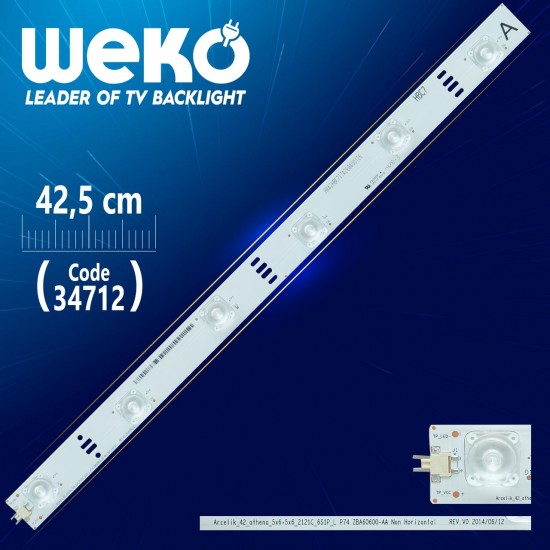 Arceli̇k_42_Athena_5X6+5X6_2121C_6S1P_L P74 Zba60600-Aa Non Hori̇zontal Rev.v0 42,50 Cm 6 Ledli̇ (Wk-19)