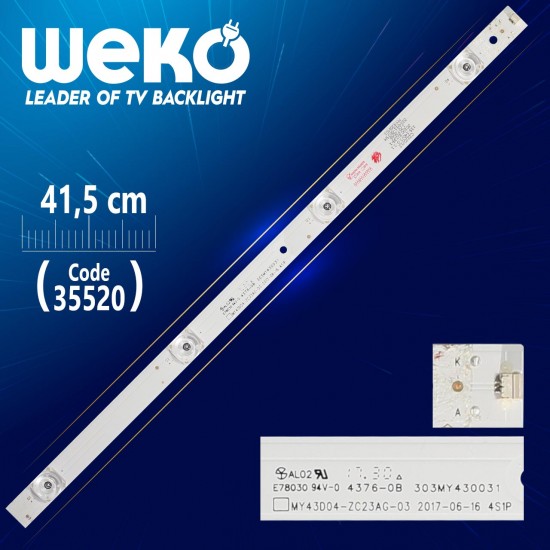 My43D04-Zc23Ag-03 4S1P - 303My430031 - 135-140/3.0-3.1 - 41.5 Cm 4 Ledli̇ - (Wk-1056)